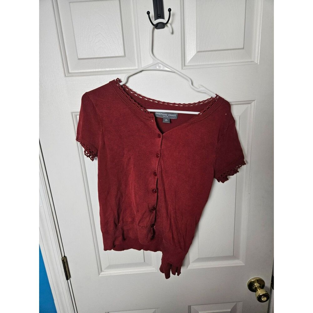 Josephine Chaus Cardigan & Tank Set Red Petite Size Medium Silk Blend